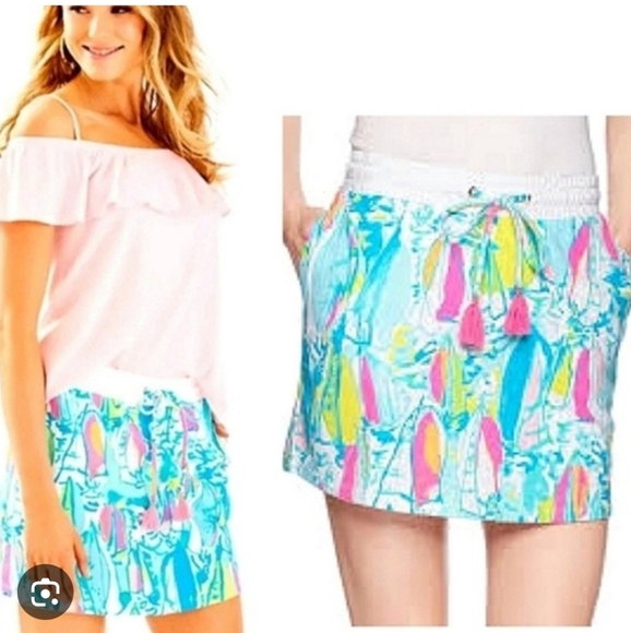 Lilly Pulitzer Dresses & Skirts - Lilly Pulitzer Pink Blue Yellow Patterned Mini Skirt